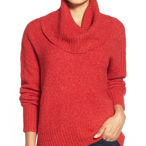 NEW Women's Michael Kors Wool Drape Red Sweater L - Picture 4 of 17